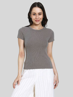 American Eagle - Women Grey Solid T-Shirt