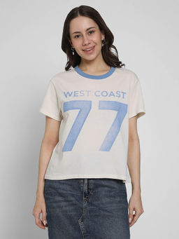 American Eagle - Women Off White Printed T-Shirt