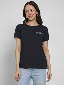 American Eagle - Women Black Solid Half Sleeves T-Shirt