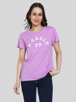 American Eagle - Women Purple Round Neck Half Sleeves T-Shirt