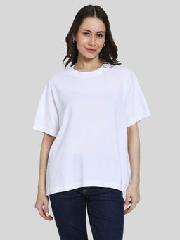 American Eagle - Women White Solid Everyday Luxe T-Shirt