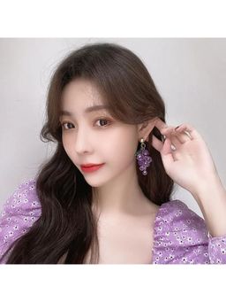 ESTAILO FASHION - Crystal Grape Drop Earrings