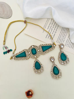 Abdesigns - Enchanting Kundan Polki Necklace Green