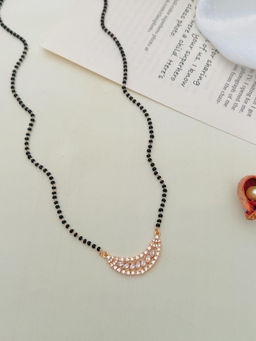 Abdesigns - Rose American Diamond Studded Beaded Mangalsutra White