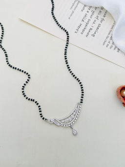 Abdesigns - American Diamond Studded Beaded Mangalsutra White