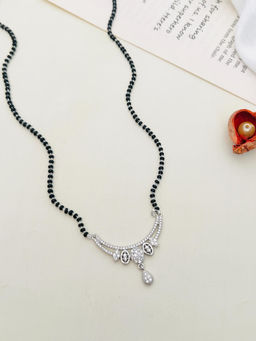 Abdesigns - American Diamond Studded Beaded Mangalsutra White