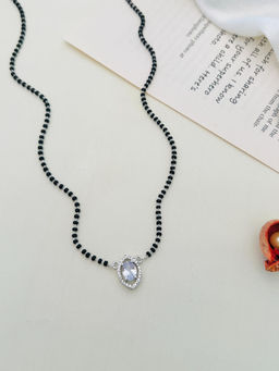 Abdesigns - American Diamond Studded Beaded Mangalsutra White