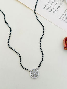 Abdesigns - American Diamond Studded Beaded Mangalsutra White