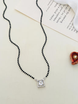 Abdesigns - American Diamond Studded Beaded Mangalsutra White