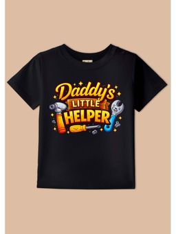 BLUSHES - Cotton Knit Daddy's Little Helper Printed T-shirt - Black