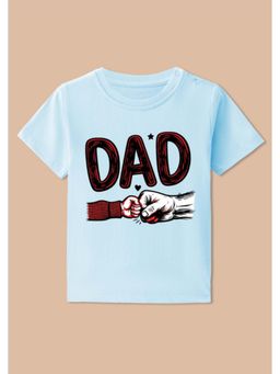 BLUSHES - Cotton Knit Dad Printed T-shirt - Aqua Blue