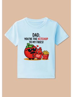BLUSHES - Cotton Knit World Best Dad Printed T-shirt - Aqua Blue