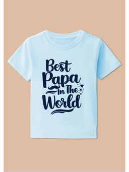 BLUSHES - Cotton Knit Best Papa In The World Printed T-shirt - Blue