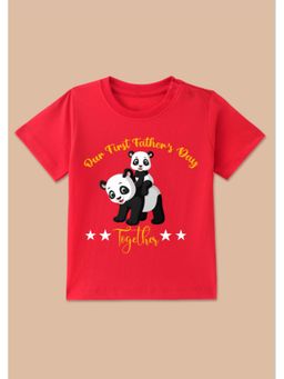 BLUSHES - Cotton Knit Our First Father's Day Printed T-shirt - Red