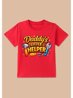 BLUSHES - Cotton Knit Daddy's Little Helper Printed T-shirt - Red