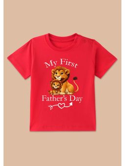 BLUSHES - Cotton Knit My First Father's Day Printed T-shirt - Red