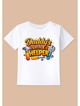 BLUSHES - Cotton Knit Daddy's Little Helper Printed T-shirt - White