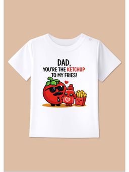 BLUSHES - Cotton Knit World Best Dad Printed T-shirt - White