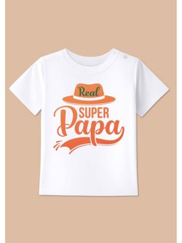 BLUSHES - Cotton Knit Super Papa Printed T-shirt - White