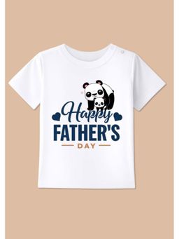 BLUSHES - Cotton Knit Happy Father's Day Printed T-shirt - White
