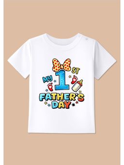 BLUSHES - Cotton Knit My 1st Father's Day Printed T-shirt - White