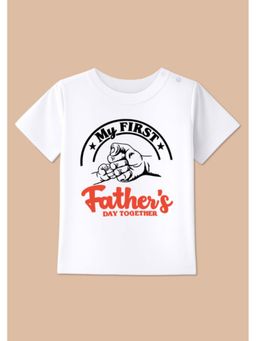 BLUSHES - Cotton Knit My First Father's Day Together Printed T-shirt - White