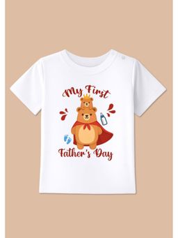 BLUSHES - Cotton Knit Best Dad Ever Printed T-shirt - White
