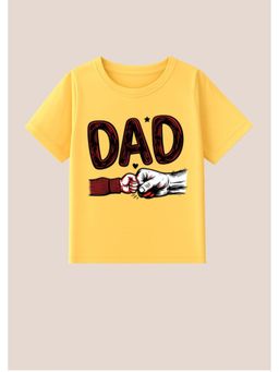 BLUSHES - Cotton Knit Dad Printed T-shirt - Yellow