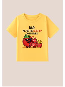 BLUSHES - Cotton Knit Dad You're The Ketchup Printed T-shirt - Yellow