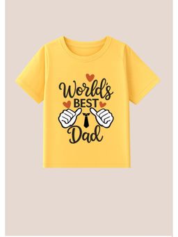 BLUSHES - Cotton Knit World Best Dad Printed T-shirt - Yellow
