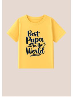 BLUSHES - Cotton Knit Best Papa In The World Printed T-shirt - Yellow