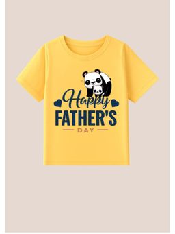 BLUSHES - Cotton Knit Happy Father's Day Printed T-shirt - Yellow