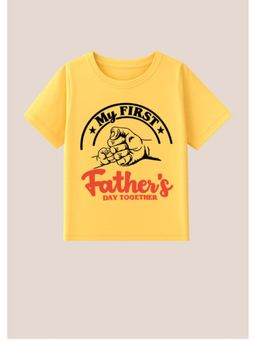 BLUSHES - Cotton Knit My First Father's Day Together Printed T-shirt - Yellow