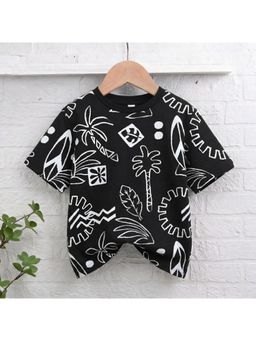 Googo Gaaga - Black Boys Cotton Tree Black Printed Round Neck T-shirt