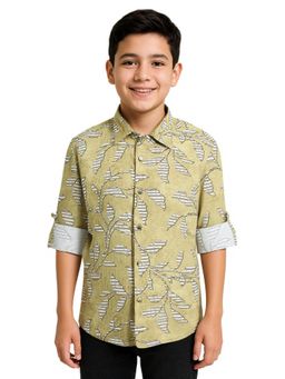 CHARCHIT - Full Sleeves Printed Casual Shirt-Green