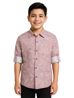 CHARCHIT - Full Sleeves Printed Casual Shirt-Pink