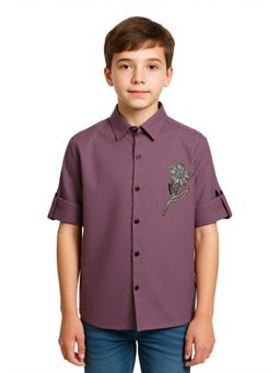 CHARCHIT - Full Sleeves Embellished Shirt-Mauve