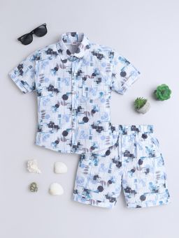 FOURFOLDS - Boys Blue Cotton Blend Abstract Co-Ord Set