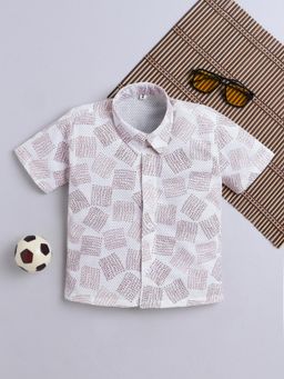 FOURFOLDS - Light Pink Cotton Blend Chevron Zigzag Shirt