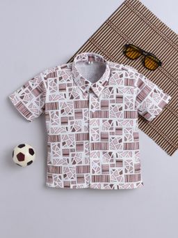 FOURFOLDS - Pink Cotton Blend Print Zigzag Shirt