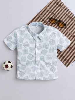 FOURFOLDS - White Cotton Blend Chevron Zigzag Shirt