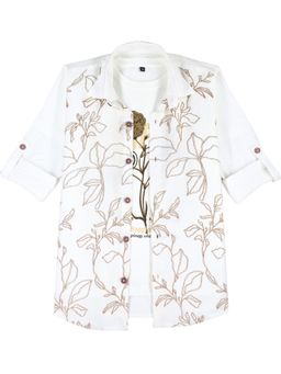 CHARCHIT - Full Sleeves Graphic Printed Casual Shirt with T-shirt-White