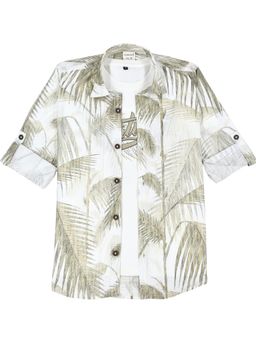 CAVIO - Full Sleeves Printed Casual Shirt whit T-shirt-Olive