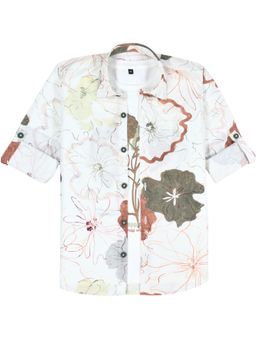CAVIO - Full Sleeves Floral Printed Casual Shirt whit T-shirt-White