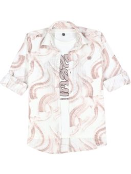 CAVIO - Full Sleeves Abstract Printed Casual Shirt with T-shirt-Brown