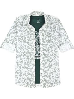 CAVIO - Full Sleeves Abstract Printed Casual Shirt with T-shirt-Green