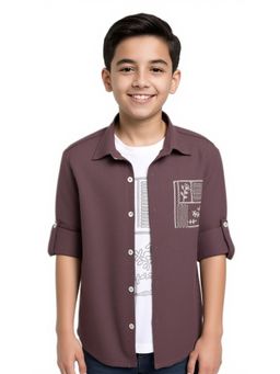 CAVIO - Full Sleeves Printed Shirt whit T-shirt-Mauve