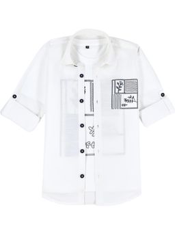 CAVIO - Full Sleeves Printed Shirt whit T-shirt-White