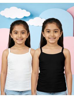 Nusyl - Girl Black and White Solid Camisoles (Pack of 2)