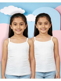 Nusyl - Girl White and White Solid Camisoles (Pack of 2)